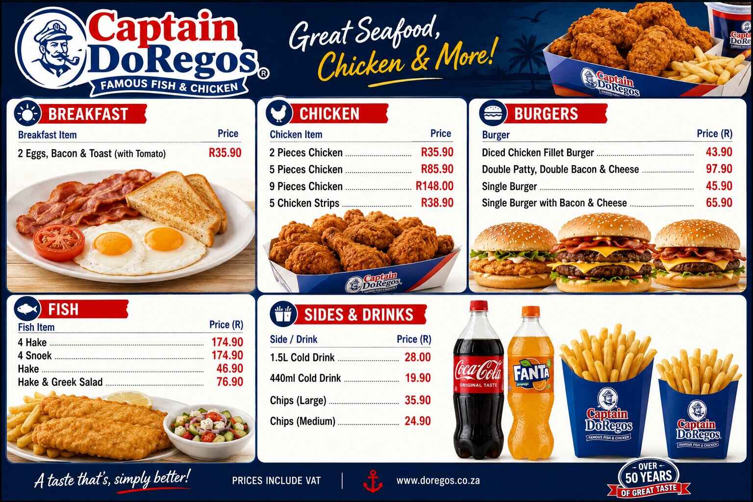Capitan DoRegos Menu Prices South Africa