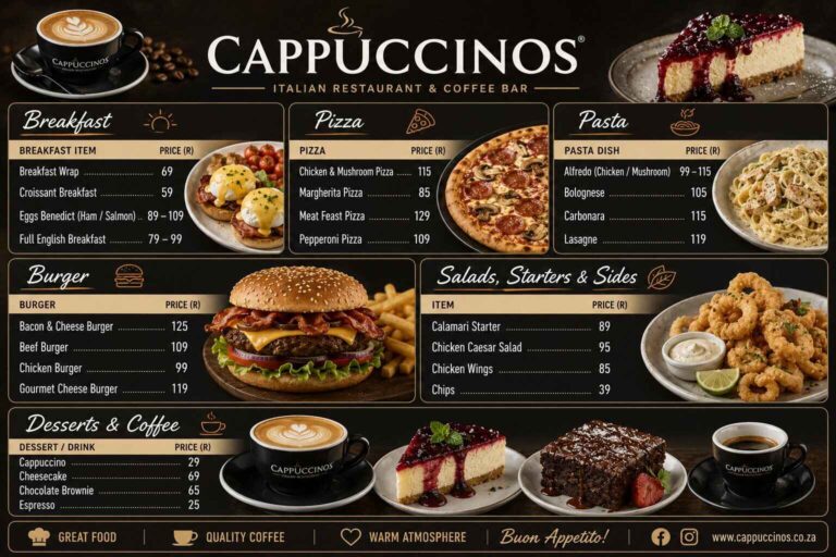 Cappuccinos Menu Prices