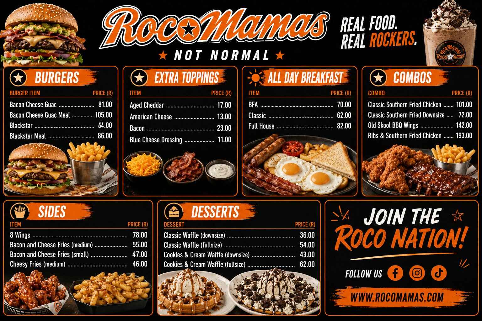 RocoMamas Menu Prices South Africa
