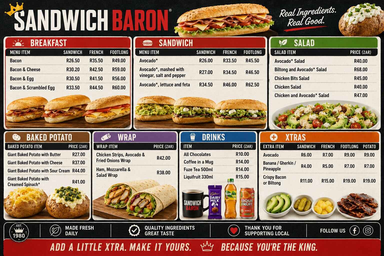 Sandwich Baron Menu Prices South Africa