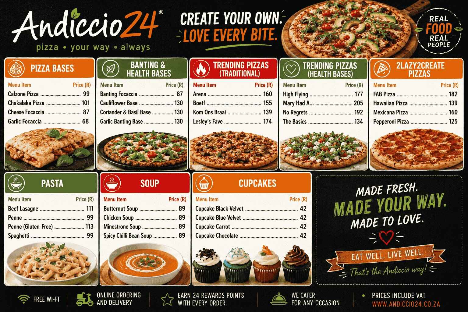 Andiccio24 Menu Prices South Africa