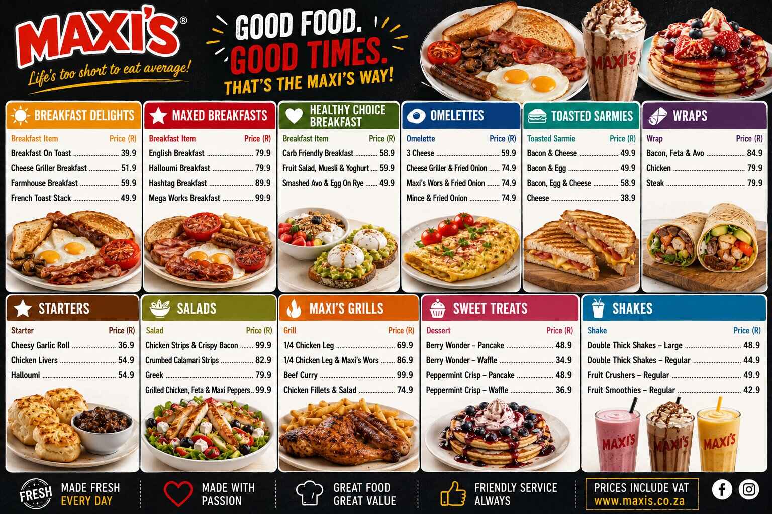 Maxis Menu Prices South Africa