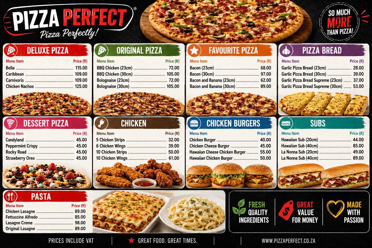 Pizza Perfect Menu Prices South Africa